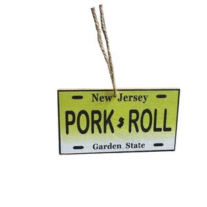 Pork Roll License Plate Wood Ornament